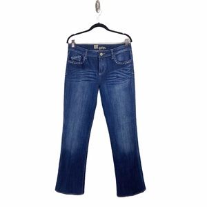 KFTK Contrast Trim Flap Pocket Bootcut Jeans 10
